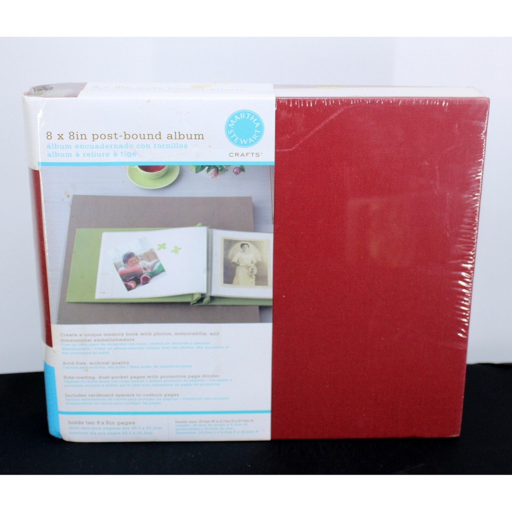 Martha Stewart Crafts 8x8 Post Bound Album Red Textured Cover Scrapbook New